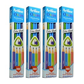 Artline OSUM Extra Dark & Smooth Handwriting Pencil | Triangular Shape | Easy Grip | School, Office & Home Use | Free Eraser and Sharpener | Pack of 40