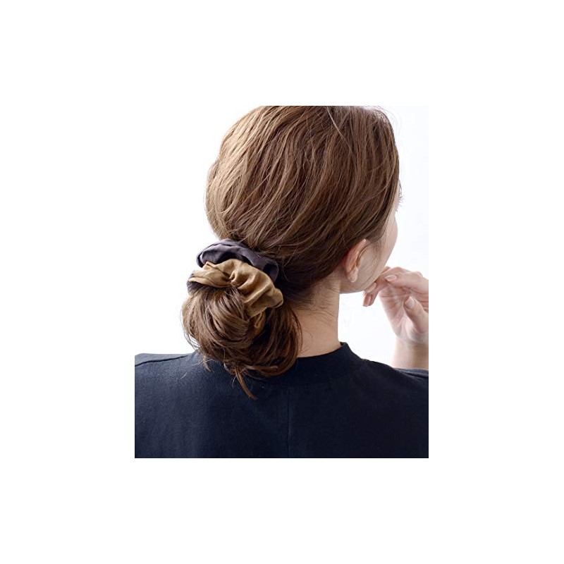 VINGTAINE HS-138-BR- Bi-Color, Scrunchy, Big, Large, Linen, Casual, Two-Tone Hair