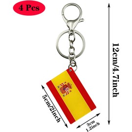 Llavero acrílico de doble cara con bandera de España, 4 unidades, con anillos y cierres de garra de langosta, banderas españolas para hombres y mujeres, llavero de coche estilo regalo