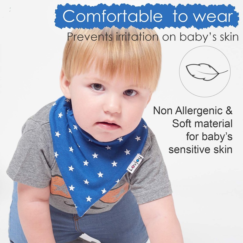 Lovjoy Bandana Dribble Baby Bibs, Adjustable Snaps Fits Newborn to