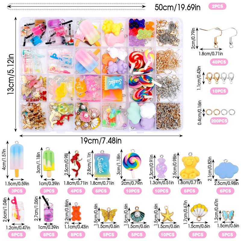 JABNOW Charms Pendant Set, Jewellery Making Set, 100 Pieces Charms