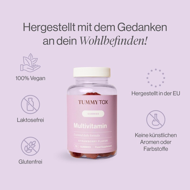 TummyTox Multivitamin Gummies - Gummy Bears with Biotin, Folic Acid,