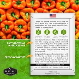Orange Bell Pepper Seed for Planting - 1 Packet with Instructions to Plant and Grow Sweet Bell Peppers in Your Home Vegetable Garden - Non-GMO Heirloom Variety - Survival Garden Seeds