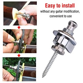 Bnineteenteam 2PCS Guitar Strap Lock Metal Straplocks Antideslizante Quick Release Straplocks Accesorio para Guitarra eléctrica(Plata) Accesorios para Tocar