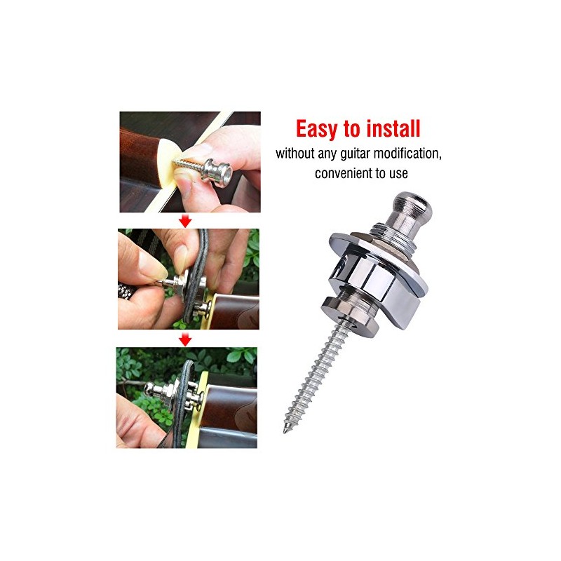 Bnineteenteam 2PCS Guitar Strap Lock Metal Straplocks Antideslizante Quick Release