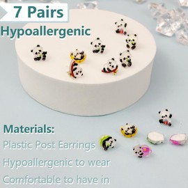 KASFREE Panda Plastic Earrings for Sensitive Ears