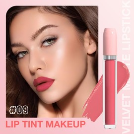 BINGBRUSH Super Stay Matte Longwear No-Budge Liquid Lipstick Makeup,Highly Pigmented Color and Instant Shine, Cheeky, Soft Matte Lip Cream Lightweight Lipgloss (09#, Pack of 1)