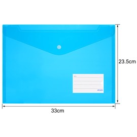 ZCZN Button Clear File Bag A4 Envelope File A4 Clear Color 6 Colors Set of 24 Horizontal File with Tag Pocket