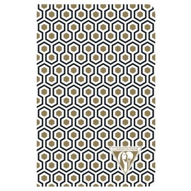 Clairefontaine Neo Deco Collection Sewn Spine Pocket Ruled Notebook, Honeycomb Gold and Black