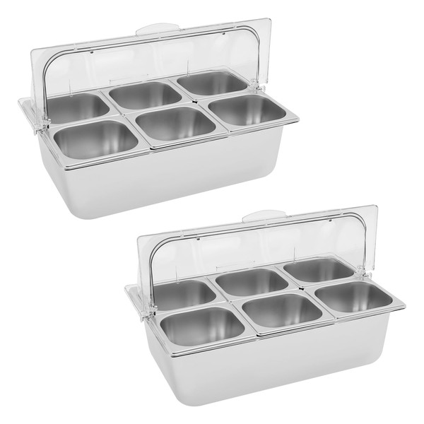TFCFL 2PCS Food Serving Containers,6-Piece Stainless Steel Food Serving Display
