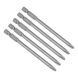 sourcing map 4 Pcs 5mm PH2 Magnetic Phillips Screwdriver Bits, 1/4 Inch Hex Shank 3.94-inch Length S2 Power Tool