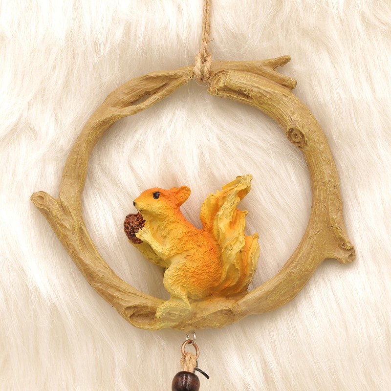 Fariita Resin Squirrel Wind Chimes for Outside 33 Inch Hanging