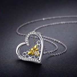 KINGWHYTE 925 Sterling Silver Penguin/Bee/Unicorn/Flamingo/Butterfly/Fox /Phoenix Necklaces Cute Animal Heart shaped Opal jewellery for Women Girls Jewellery Birthday Gifts - 18" + 2" Silver Chain