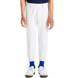 DEVOROPA 2T/3T/4T/5T to Big Kids Youth Boys Baseball Pants Girls Softball Pants Fast Pitch Tee Ball Practice Pants Pockets White 10-11Years
