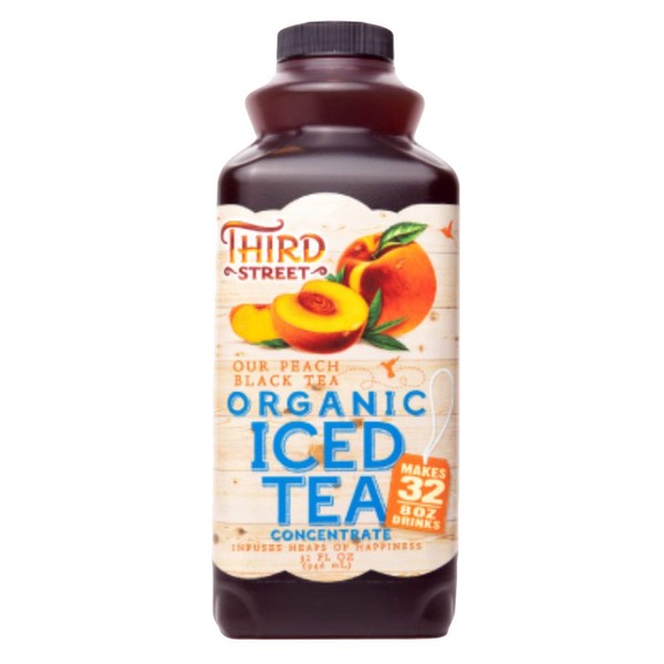 Third Street Organic Peach Black Tea, 32-Ounce (Pack of 6)