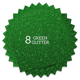 FANSGUAR Green Grass Glitter HTV Heat Transfer Vinyl Bundle 8 sheets-12"x12" Iron on Vinyl for T Shirts Hats Clothing Compatible with Cricut Cameo Heat Press Machine