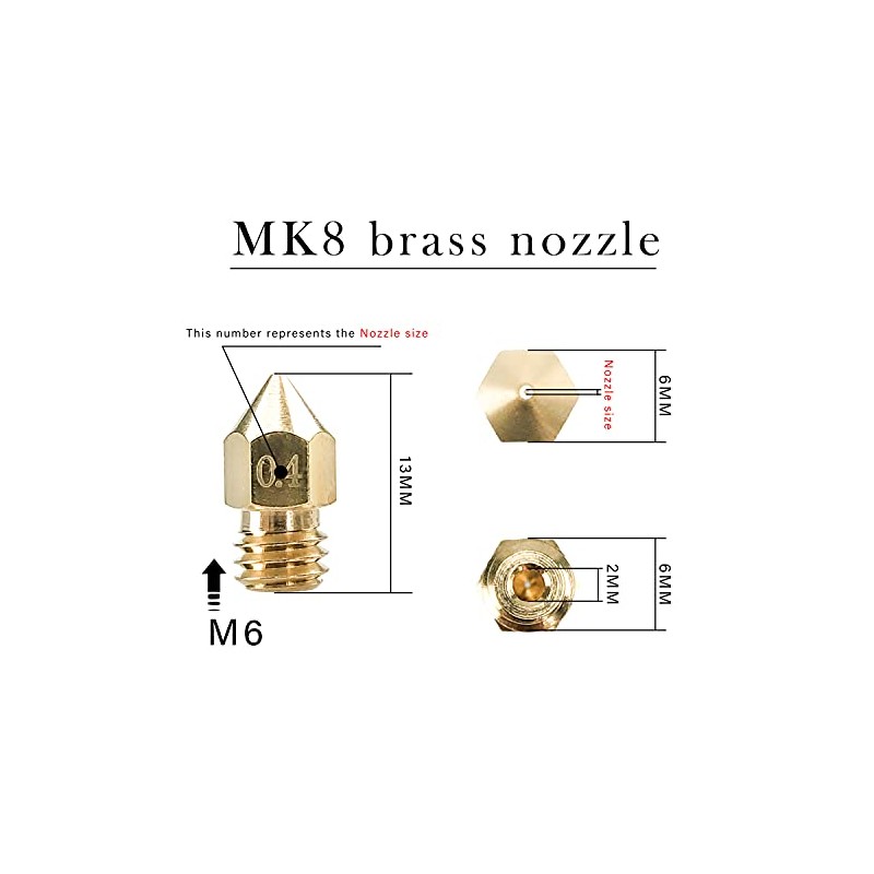 MK8 Brass Nozzles Set for 3D Printers - 24 Pieces