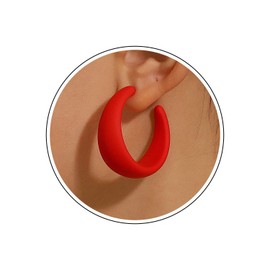 Zeshimb Large Acrylic Hoop Earrings C Shaped Resin Hoop Earrings Chunky Open Hoop Earrings Cute Candy Geometric Earrings Jewelry for Women (Red)