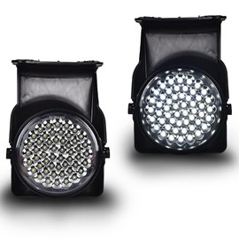 G-PLUS Hyper White Full LED Bumper Fog Lights +Switch Left+Right Compatible With 2003-2006 GMC Sierra Bumper Fog Light W/o Wiring Kit