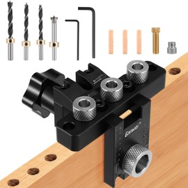 3-in-1 Pocket Hole Jig Kit, 8/10/15mm Woodworking Drilling Template Set, with Positioning Clip Adjustable Drill Guide Punch Locator Carpentry Tools