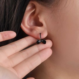 Andelaisi Boho CZ Bow Hoop Earrings Vintage Ribbon Huggie Earrings Black Crystal Bowtie Dangle Earring Minimalist Love Bow Drop Earring Jewelry for Women