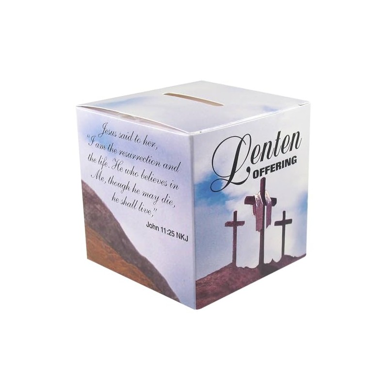 Lenten Easter Offering Box Family Size Cardboard with Crosses -