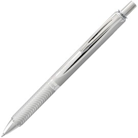 Pentel EnerGel Alloy Retractable Premium Liquid Gel Pen, All Metal Body, Gifts, Everyday Writing, Office Supplies, 0.7mm Medium Point, Silver Barrel, Black Ink, BL407BP-A, 1 Pack