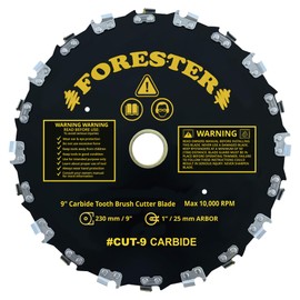FORESTER Carbide Tip Chainsaw Brush Cutter Blade - 9in x 20 Teeth | Fits Most Straight Shaft Trimmers | Conversion Kit Sold Separately