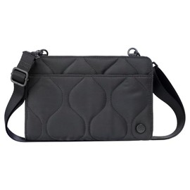 Samantha Brown RFID Travel Wallet Crossbody, Quilted Polyester, Detachable Strap, Multiple Colors (Black)