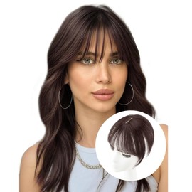 QKEPCY 3D Air Bangs Extension Clip In Fringe Hairpiece Real Hair Front Hair Air Bangs with Temples Remy Fringe One Piece Clip in Fringe Natural Bangs for Women