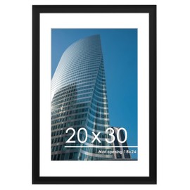 PEALSN 20x30 Poster Frame, Display Pictures 18 x 24 with Mat or 20 x 30 Without Mat for Wall Mounting Display, Picture Frames, Black