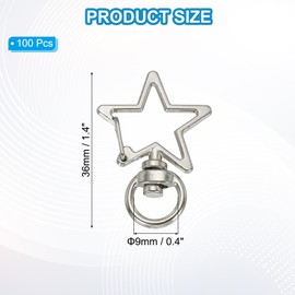 PATIKIL Swivel Lobster Clasp, 100 Pcs Star Shape Swivel Clasp Hooks Metal Snap Clips Lanyard Claw Clasps Key Chain Making Kit for DIY Crafts Purse Bag Connector Hardware, Silver Tone