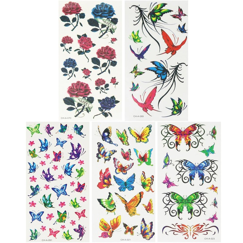 com-four® 25 x Tattoo Sheets with Peel Off Tattoos for