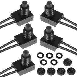 Jawfait 12V Waterproof Push Button Switch, KP-107 RV Fan ON/Off SPST Switch with 4.7" Wires, Durable for Motorcycle, Car, Truck, Yacht, Bathroom Fan, LED Lights, Suitable for DIY Enthusiasts (5)