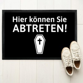 Doormat "Hier können Sie abtreten!" - for indoor and outdoor use - non-slip, extra thin & absorbent - door mat - entrance area decoration - gift for undertakers and friends, 50 x 75 cm