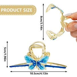 Whaline 6Pcs Butterfly Hair Claw Clips Large Non-Slip Strong Hair Claws Spring Butterfly Hair Clips Colorful Hair Claws Elegant Hair Accessory for Women Girls Long Thick Thin Curly Hair