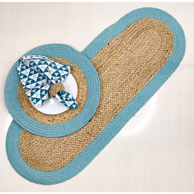 CHARDIN HOME Verona Oval Woven Jute & Cotton Braided Table
