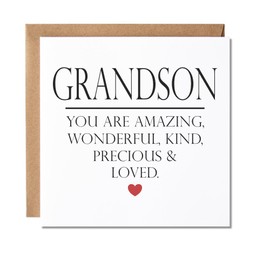 Maise & Rose Grandson Birthday Card | Birthday Card For Grandson with Nice Words | Wonderful Grandson Birthday Card | P144
