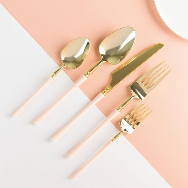 Blue Sky Infinity Flatware Gold & Pink Salad Forks -