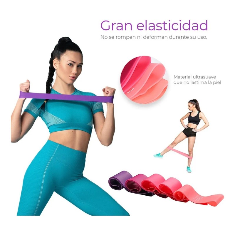 Bandas Para Ejercicio Resistencia Elásticas 5 Niveles Yoga Fitness
