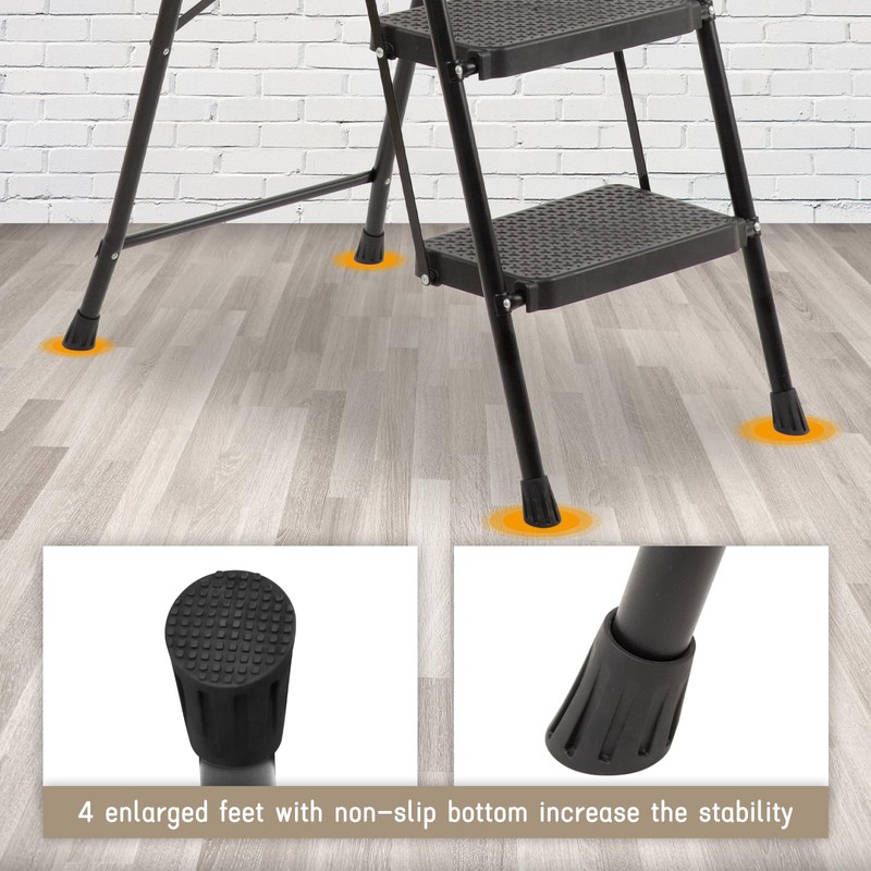 WiberWi 5 Step Ladder with Handrails Folding Step Stool with