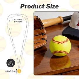 24 Pcs Softball Sports Necklace, Softball Gifts Adjustable Alloy Pendant Sports Jewelry Team Party Favors for Players Fans Coaches, Sports Theme Chain Accessories for Game Event Celebration