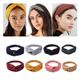 Boho Headbands for Women Non Slip Twist Hair Bands for Short & Long Hair Criss Cross Elastic Twisted Head Wrap Knotted Hair Band, Fashion Summer Hair Accessories, 8 Pack