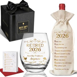 Retirement Wine Glass Gift for Women - Not My Problem Anymore 15oz Funny Wine Glass and wine Bag Set 2026 Edition, Best Retired Present for Friends Coworkers Boss Teachers Nurses Doctors -6