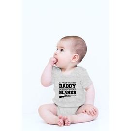 CBTwear I'm Proof That My Daddy Does Not Shot Blanks - Mameluco adorable para bebé, Gris, 6 meses