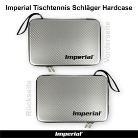 Imperial Hardcase Table Tennis Racket Case | Silver | Carbon Look | Space for Two Bats & Accessories | Shock and Scratch Resistant