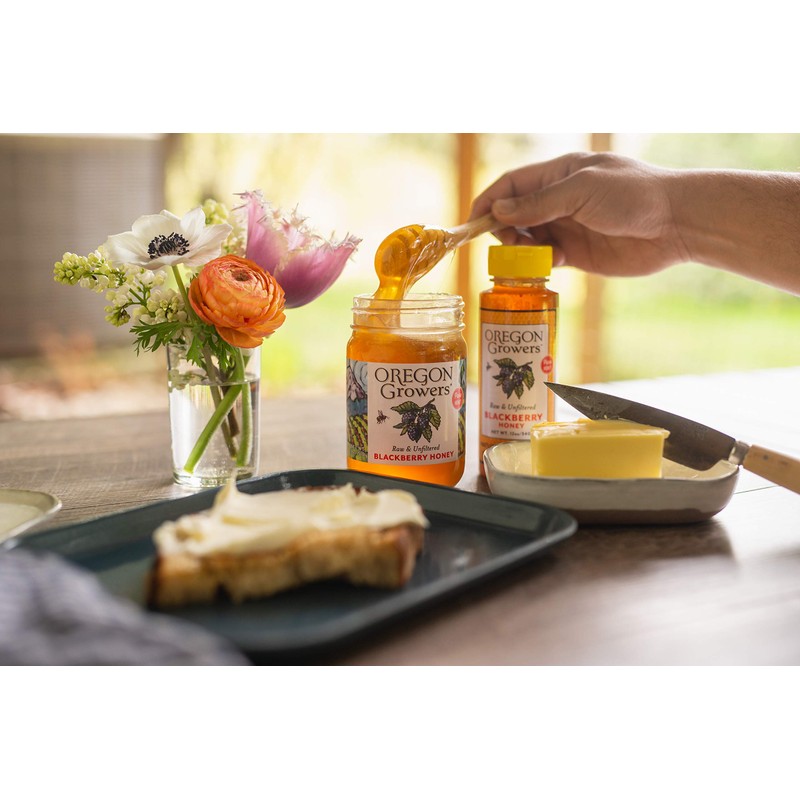 Oregon Growers Raw & Unfiltered Blackberry Honey - Organic Honey,