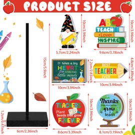 DoubleFill 6 Pcs Teacher Appreciation Table Decorations Back to School Teacher Gifts Thank You Wooden Centerpieces for School Classroom Office Table Desk Party Supplies