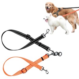 Doppelleine für 2 Hunde, 360° Drehbare Hundeleine für Zwei Hunde, Hundeleine für 2 Hunde, für Kleine Mittelgroße und Große Hunde Welpen Lauftraining(Color:Schwarz+Orange)