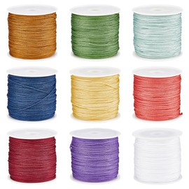 SUNNYCLUE 443 Yards 9 Rolls Nylon Beading Strings Macaron Color 0.8mm Chinese Knotting Cord Red Green Blue Purple Friendship Bracelet Braiding Thread Nylon String for Bracelets Wind Chime Kumihimo